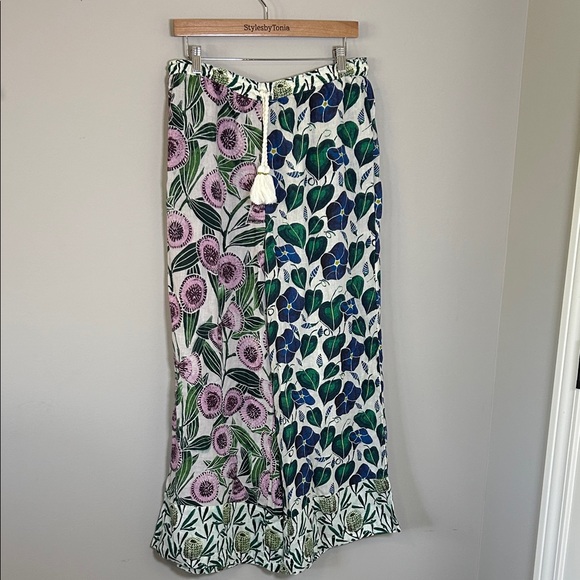 🌴Anthropologie Floral Wide-Leg Pants in Blue, Green, Pink - Picture 5 of 16